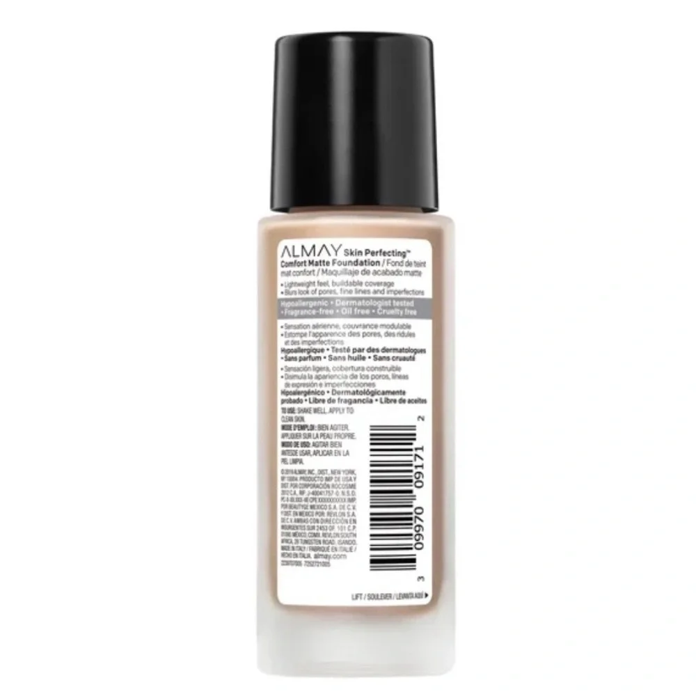 Almay Skin Perfecting Matte Foundation Makeup, Hypoallergenic, 140 Cool Bare